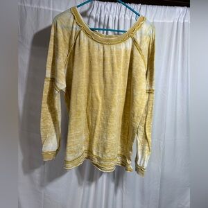 Free People Yellow Tie-Dye Long Sleeve Shirt Sz S (5QN)